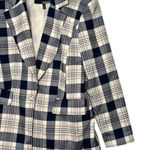 Eloquii  Blazer Womens 14 Plaid Long Strong Shoulder One Button Career Blue Photo 4
