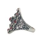 Silver, Red, and Black Rhinestone Statement Ring Photo 3