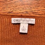 Cato  Sweater Top Women's Sz L Brown with embroidered Crochet Flower Sleeves Boho Photo 3