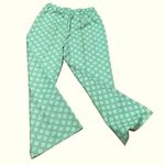 Vintage 1970s Geometric Knit Flare Leg Pants Medium Green Photo 1