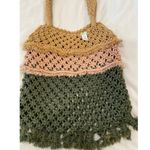 Aerie crochet pink, green and tan woven purse Photo 6