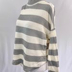 Socialite New  Striped Dolman Sleeve Mock Neck Sweater Grey Ivory Photo 6