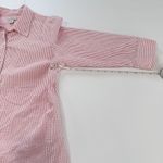 LL Bean Pink Stripe 3/4 Sleeve Button Up Cotton Seersucker Shirt Size MEDIUM Photo 6