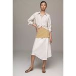 Maeve Anthro Layered Shirttail Midi Skirt Tan/White NWT Size M Photo 9