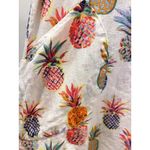 Sigrid Olsen Linen Pineapple Print Tunic Top Button Front Shirt Blouse S Photo 1