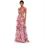 Mac Duggal 68076 Ruffle Floral Cut Out Dress Photo 3