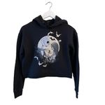 Disney  Nightmare Before Christmas  Black  Raw Hem Cropped Jack Sally Hoodie SZ S Photo 2