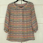Banana Republic Rainbow Pixel Print Blouse Women’s Size Small Bright Printed Top Photo 0