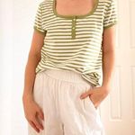 Rafaella  Green Striped Tee Shirt Photo 0