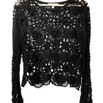 American Flirt Womens Open Knit Crochet Top Sz L Boho Hippie Festival Whimsigoth Black Size L Photo 0