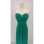 La Femme  Spearmint Net Jersey V-Neck Gathered Bodice Gown Sz 6 New Photo 2