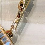 Vintage Faux Diamond baguette gold tone swirled pendant/chain Photo 6