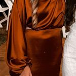 One Shoulder Satin Dress Orange Photo 1