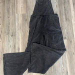 Distressed Acid Wash Wide Leg Boho Style Overalls with Adjustable Straps Black Photo 0