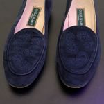 Cole Haan  Blue Suede Leather Embroidered Loafers Size 6‎ B Preppy Quiet Luxury Photo 14