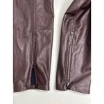 Free People  Pants Womens Sz 2 Brown Vegan Leather Skinny Zip Ankle Moto Photo 4