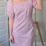 Loft Purple/pink Gingham Puff Sleeve Dress size 8 Photo 0