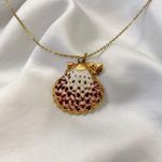 VTG Dainty Mermaid Gold Purple Pink Intricate Clam Seashell Pendant Necklace Photo 2