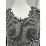 Timing  Distressed Knit Cropped Sweater Pullover Long Sleeve Pocket Top Size L Photo 1