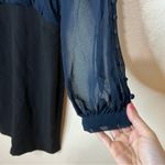 Badgley Mischka  dark blue black long sleeve sheath dress 2 Photo 6