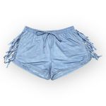 Love by Design Blue Faux Suede Fringe Shorts Women’s Size Large NWT Photo 1