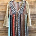 Kori America Mixed Print Floral Lace Boho Dress Size Small Photo 0