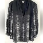 Parker | 100% Silk Black & Grey Long Sleeve Boho Blouse Size XS Photo 0