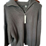 Tahari  Women's Gray Half-Zip Ribbed Sweater Size‎ M Casual Chic Photo 0