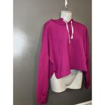 Happily Grey Hoodie Womens Large Pink Cropped Modal Blend Pullover Sweatshirt Photo 1