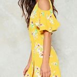 Nasty Gal Yellow Floral Cold Shoulder Wrap Dress Photo 3