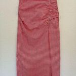 ZARA Red Gingham Hi-Rise Midi Skirt Size Small Photo 3
