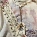 easel Floral Crochet Trim Top - Cream and Pink Photo 2