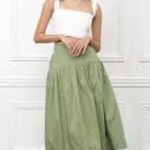CeCe New with tags Women's Tie-Waist A-Line Midi Skirt Elegant Green Midi Photo 1
