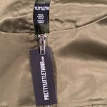 Pretty Little Thing Sage Green Satin Oversized Hooded Bomber Jacket Size 12 Photo 4