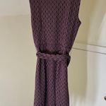 Ann Taylor  Petites EUC Womens Burgundy Maroon Chain Print Belted Sheath Dress 6P Photo 4