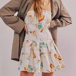 Free People Made Me Smile Floral Strapless Mini Pleated Dress Size L Cotton Photo 0