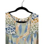 Umgee Good Idea Boho Mixed Abstract Leopard Print Sage Green Blouse Top Small Photo 2