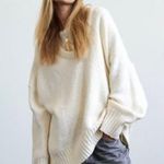 Free People Brookside Tunic Sweater Ivory V Neck Photo 2
