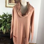 Soho  Womens Cowl Neck Peach Knit Sweater Sz Large Tunic Long Sleeve Pullover Photo 0