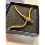 Superchic Vivid Gold Snake with Emerald Oval Shaped Eyes Gold Plated Necklace Photo 1