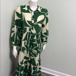 ZARA  green and cream tiered button front maxi dress size small Photo 7