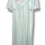 Vtg Val Mode Button Front Robe-Medium-Flowers-Pockets-Flutter Sleeve-Knee Length Photo 0