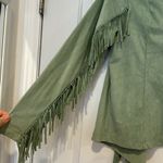 NWT Colleen Lopez Faux Suede Fringe Lightweight Jacket Sage Green Sz S Photo 6