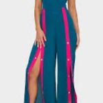 Pretty Little Thing Prettylittething Strapless contrast snap front wide leg jumpsuit size 8 Photo 1