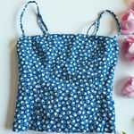 Reformation Blue White Patterned Tank Top Size 0 Photo 0