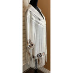 Oliver Large Cardigan Boho Fringe Crochet Open Front‎ Swimsuit Cover Up Beach White Photo 3