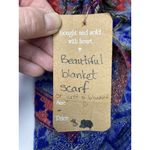 Women’s‎ Oversized Blanket Scarf Multi Tribal Geometric Fringe 72x66 Blue Photo 4