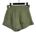 Free the Label Florence High Waisted Linen Wide Leg Shorts Pockets S Olive Green Photo 13