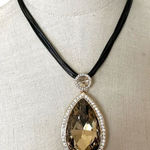 Rhinestone teardrop pendant necklace on multi Cord Photo 0