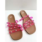 BP  Jelly Strap Sandals Womens Size 10 Slip On Open Toe Studded Pink Slides Photo 1